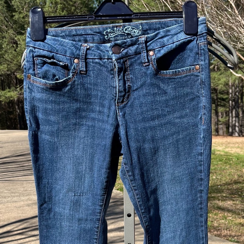 Faded Glory 5 Pocket Velvet Touch Denim Boot Jeans, Size 8P - Picture 10 of 15